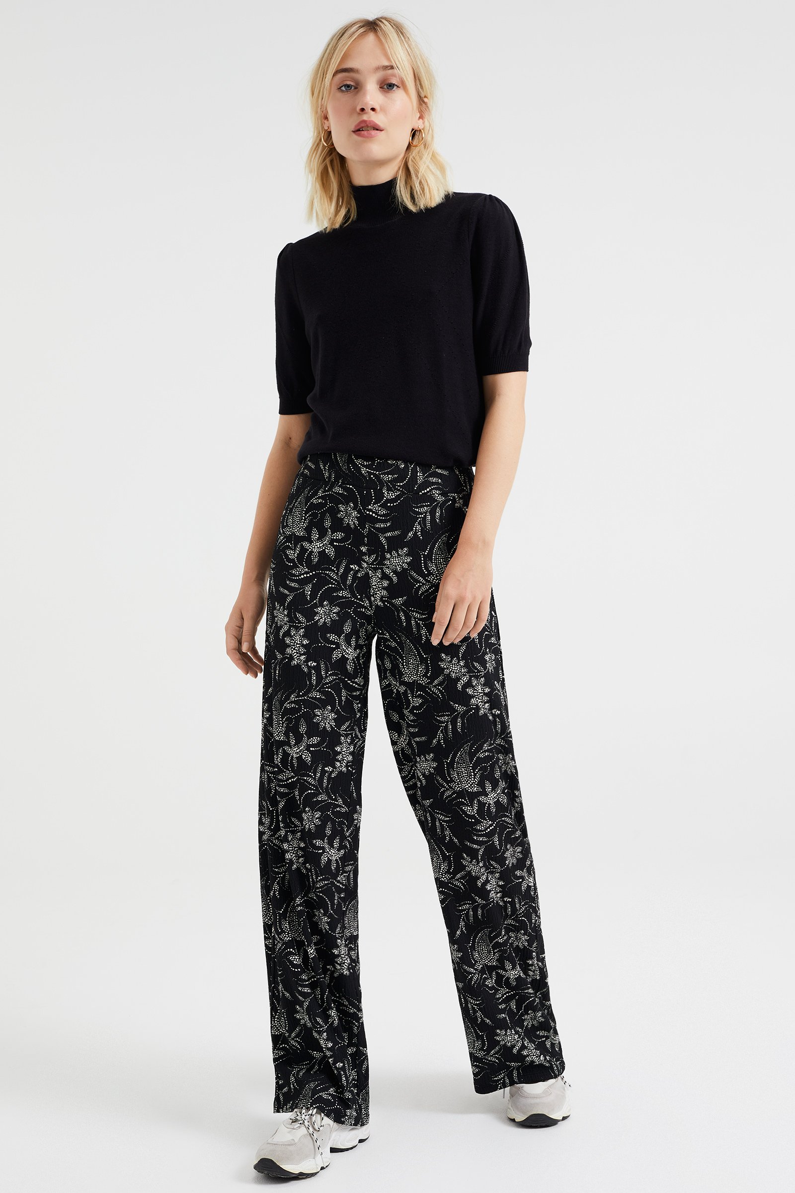 Dames Wide Leg Broek Met Dessin En Structuur Wefashion Com